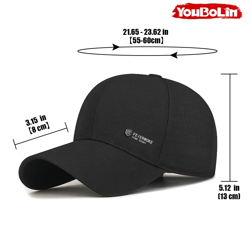 New Men's Metal Logo R Sun Baseball Cap,Simple Adjustable Sun Protection Peaked  Caps for Middle-Aged and Elderly People,Dad Hat