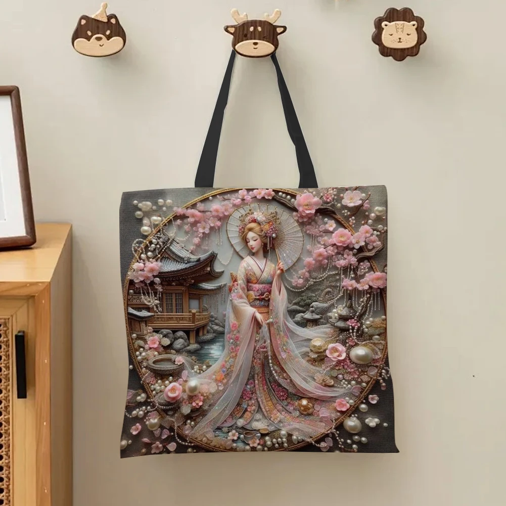 

4 шт., льняная большая сумка для японских девушек, большая вместительная женская сумка на плечо