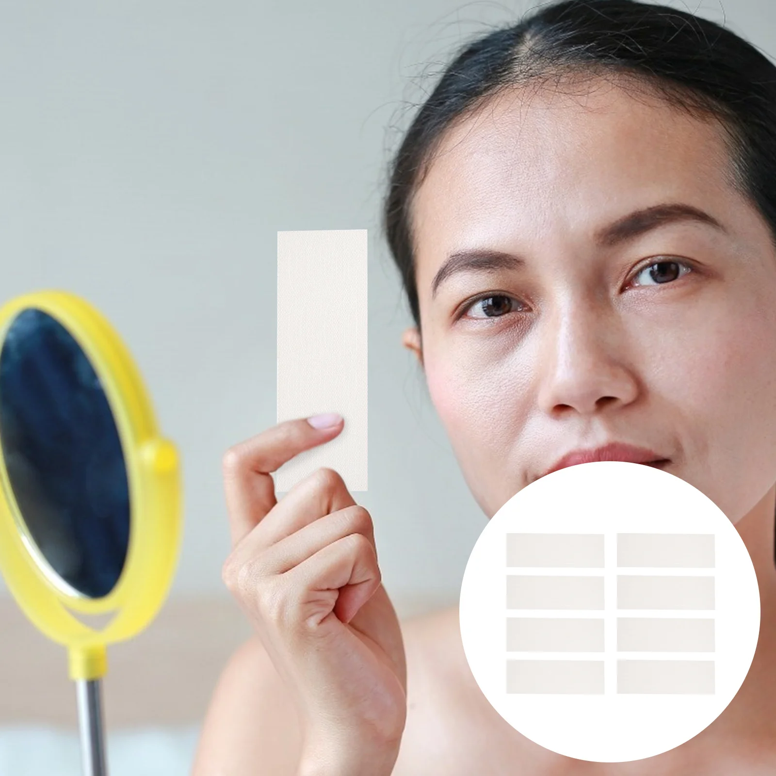 20 pezzi di nastro per doppia palpebra in rete naturale, colore della pelle invisibile, adesivi duraturi, strumento per il trucco degli occhi per occhi più arrotondati ingranditi