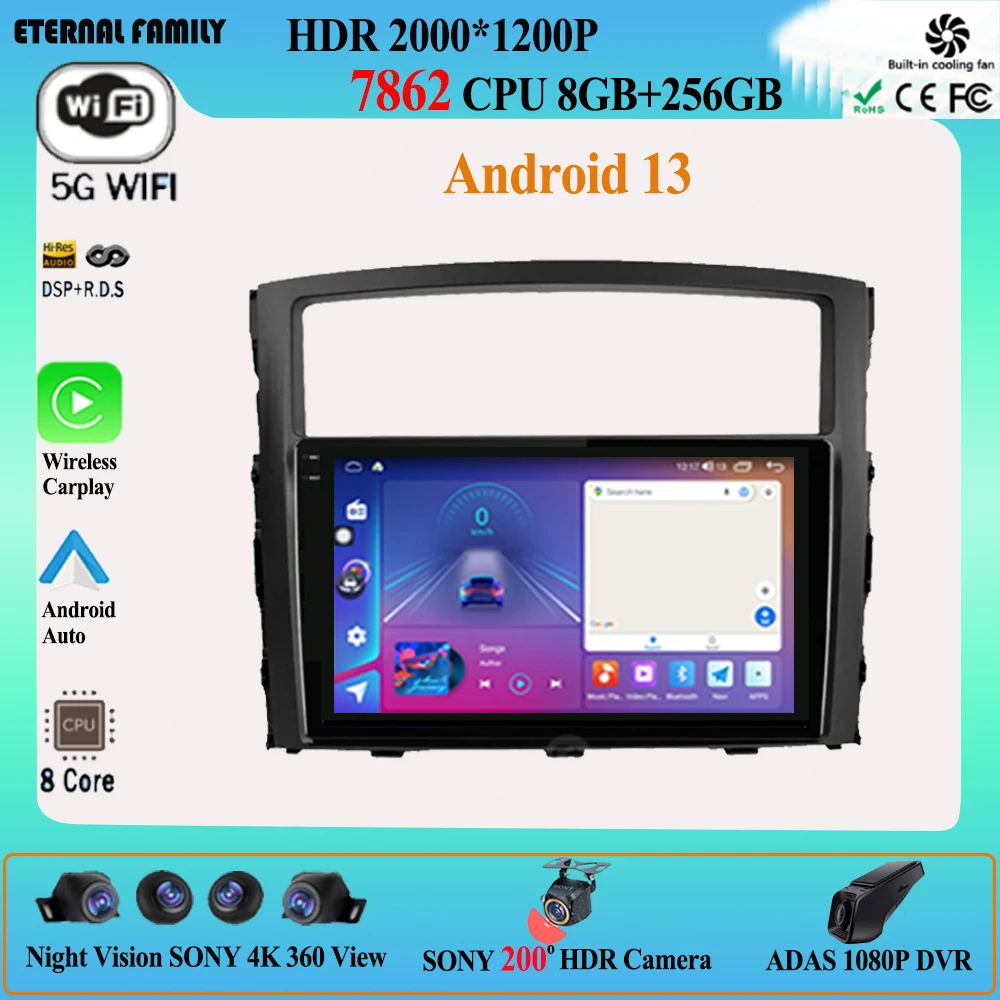 

Android 13 For Mitsubishi Pajero 4 V80 V90 2006 - 2014 Car Radio ADAS Multimedia Player Stereo 4G AHD RDS WIFI DSP SWC BT Video