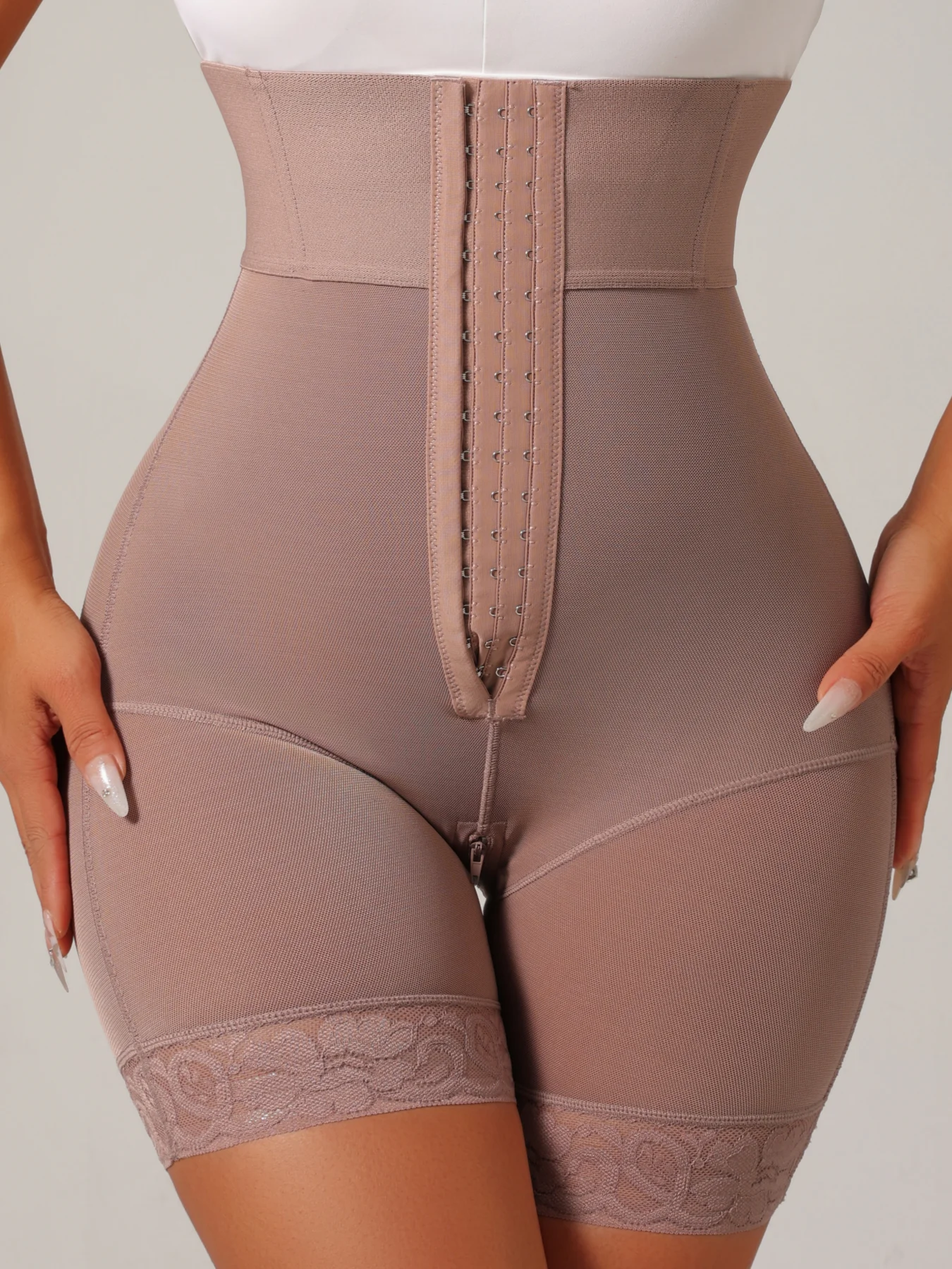High Waist Body Shaper Shorts with Tummy Control Butt Lifter Hook-and-Eye Closure High Compression Slimming Shapewear view 3