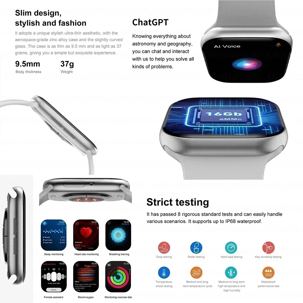 Nowy oryginał dla Apple Series Watch 10 Smart Watch Tracker 4GB Memory Music Video BT Call smartwatch TWS Headset dla Android IOS