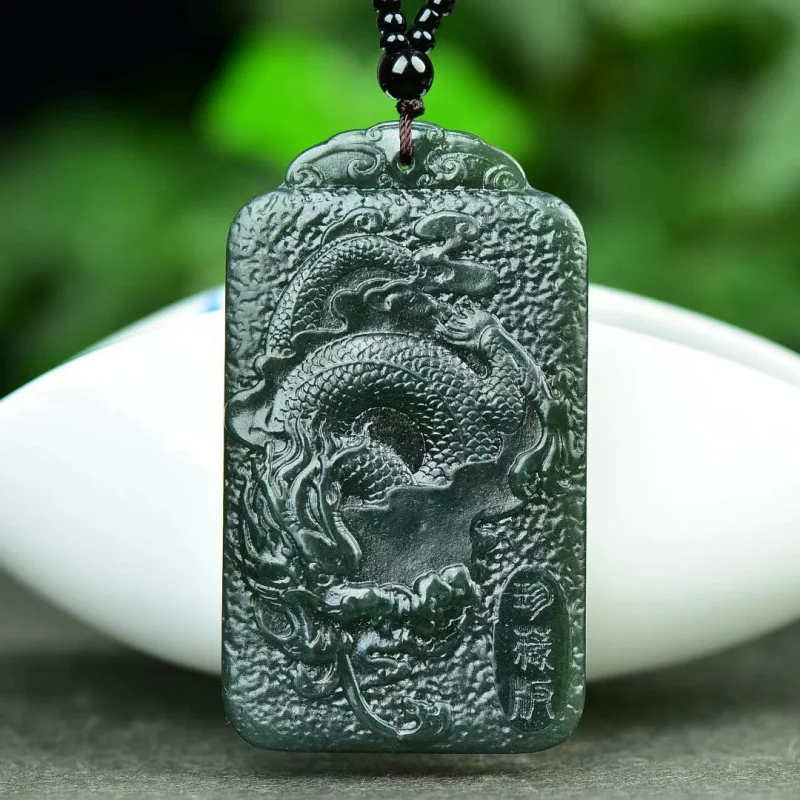 

Натуральный нефритовый кулон Гуань Гун из Хотана, зеленый, двусторонний, для мужчин и женщин