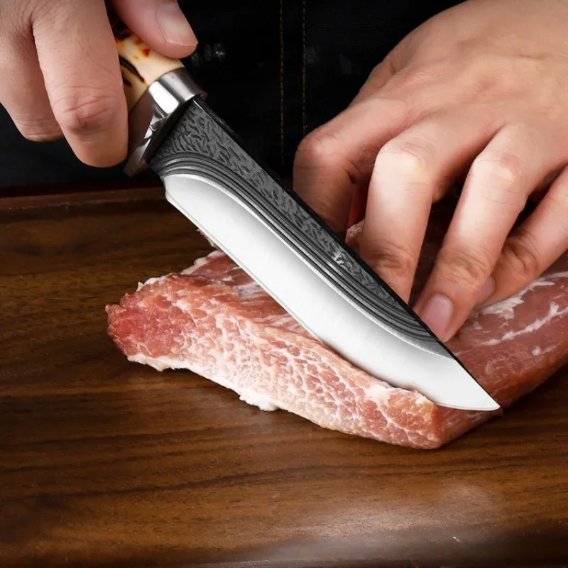 Kitchen Household Stainless Steel Meat-cutting Small Straight Knife Portable Meat-eating Knife High Hardness Cutting Accessories