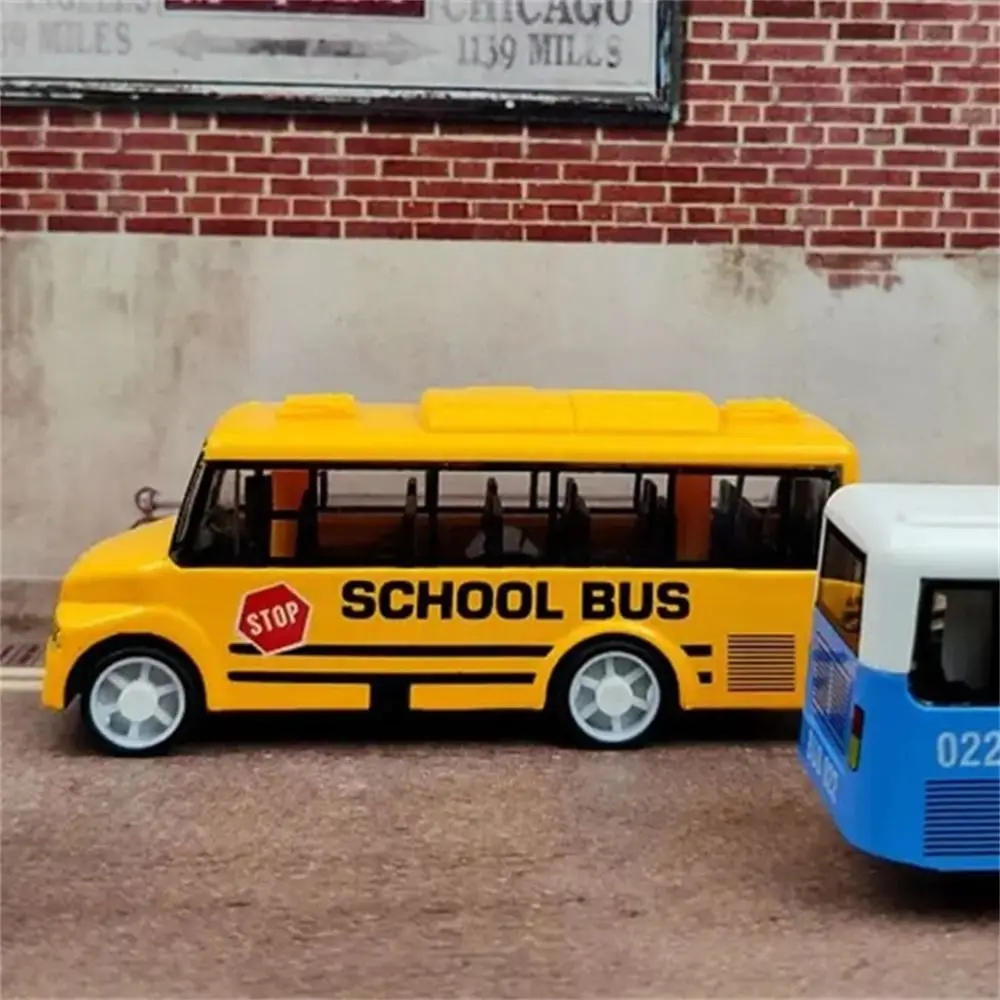 Vehicle Model Alloy Bus Model High Imitation Bus Shape Pull Back Car Ornaments Car Model School Bus Model Children Toy