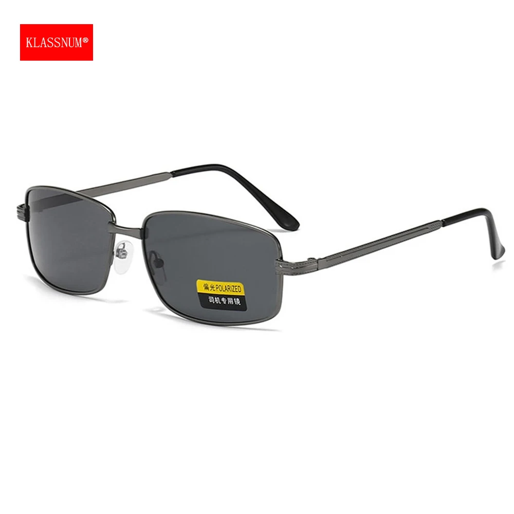 KLASSNUM męskie okulary przeciwsłoneczne z polaryzacją metalowa wąska ramka okulary przeciwsłoneczne do jazdy przeciwodblaskowe okulary przeciwsłoneczne UV400 okulary wędkarskie 2025 nowość