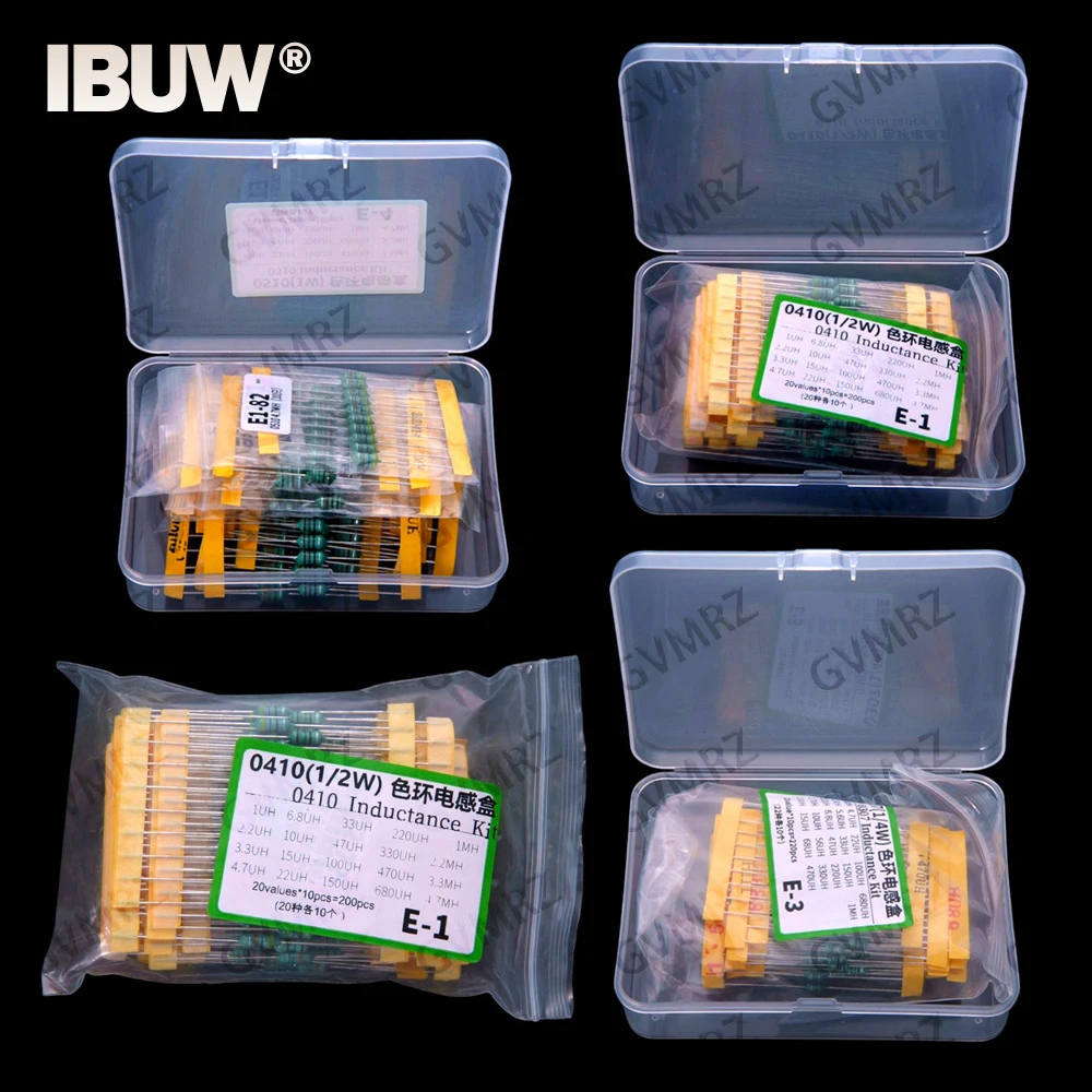 150PCS 220PCS 200PCS 0307 0510 0410 color-coded inductor 1W 10/22/47/68/100/220/470UH/1MH inductor sample package 1MH