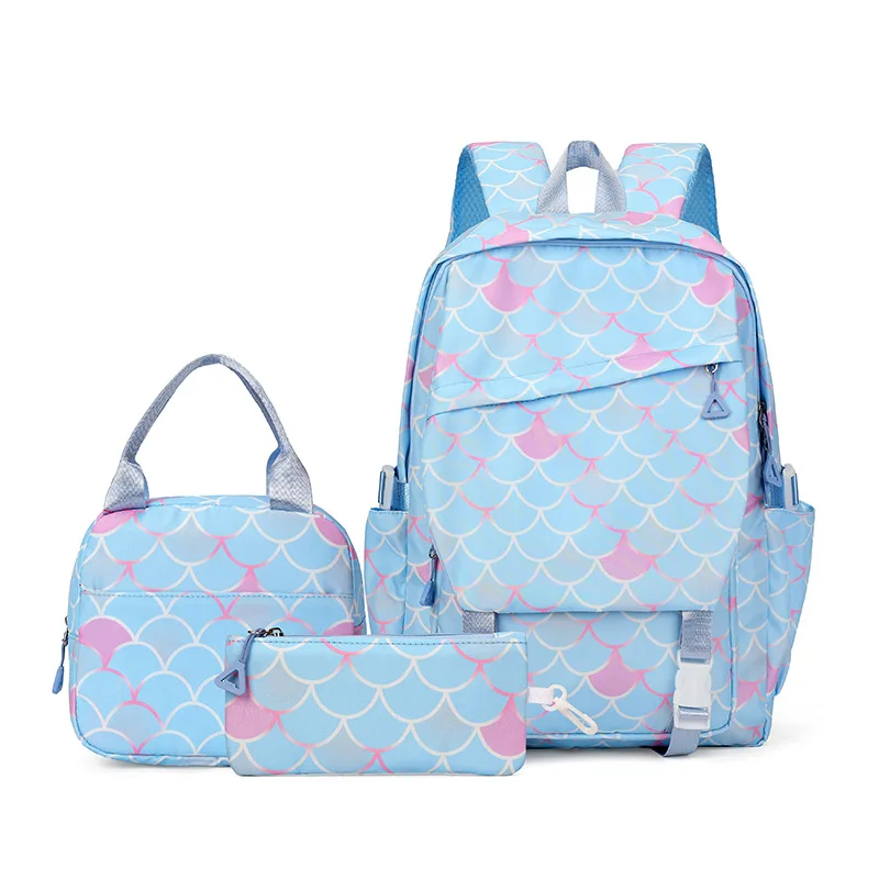

New Three-piece Student Schoolbag Large Capacity Backpack Travel Portable Backpack Ladies Bag