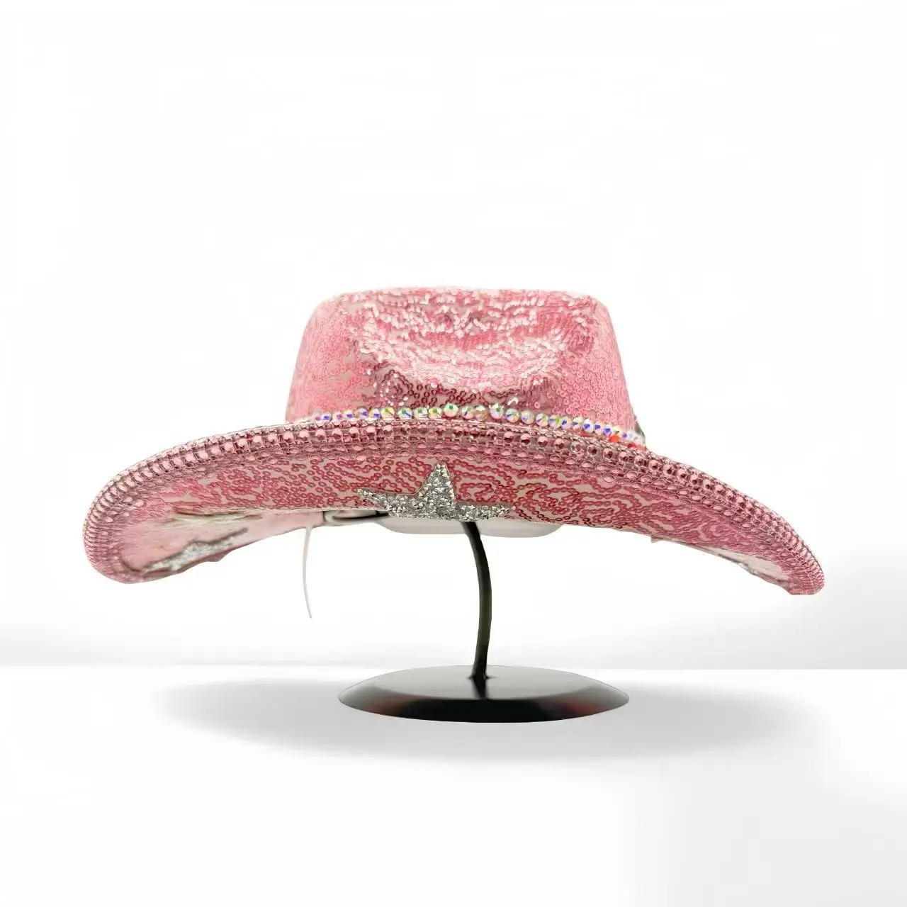 HongLuan Glitter Costume Hat Adult & Cowboy Hats Rhinestone for Woman, Cowboy Cosplay Female Accessories & Cowgirl Cap