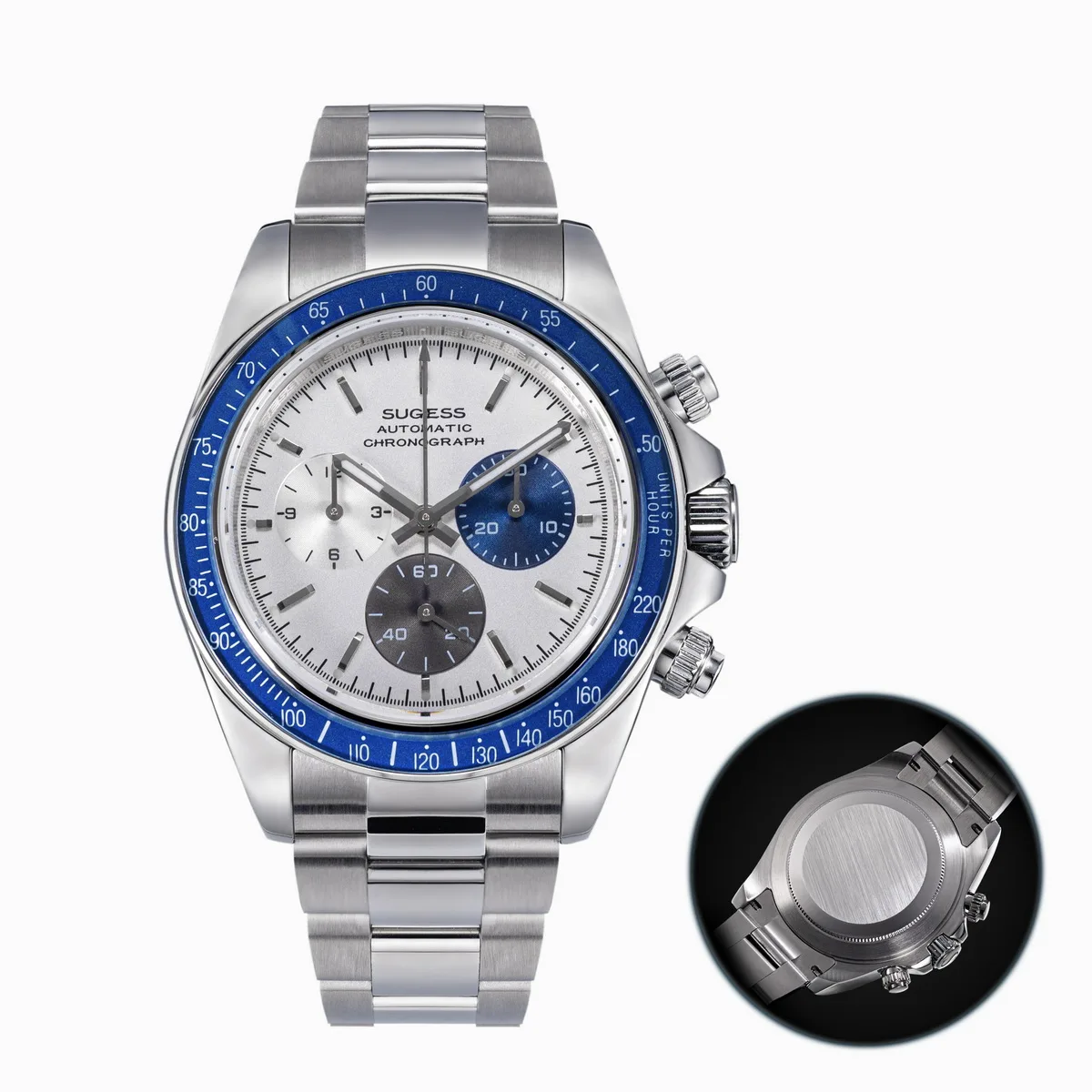 Sugess Chronograaf Horloge van Mens Peacock SL4801 Beweging Automatisch Mechanisch Horloge Waterdicht Saffierkristal Bezel S473