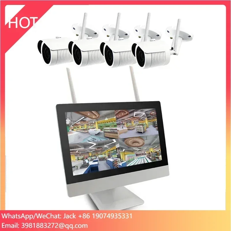Wireless Home CCTV Security Systems 12inch LCD 4ch Wifi NVR Kit