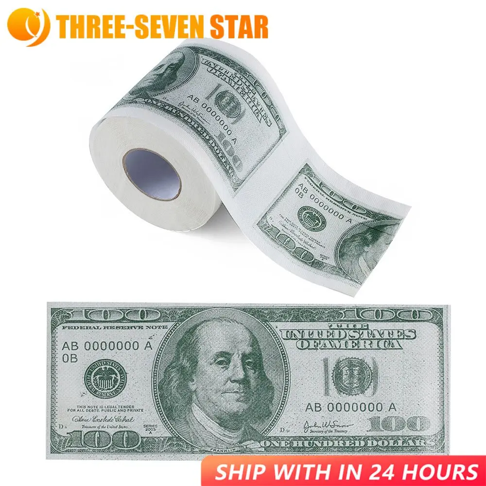 Funny One Hundred Dollar Bill Toilet Roll Paper Money Roll $100 Novel Gift 2Ply Paper Towels Tissue Bathroom Supplies