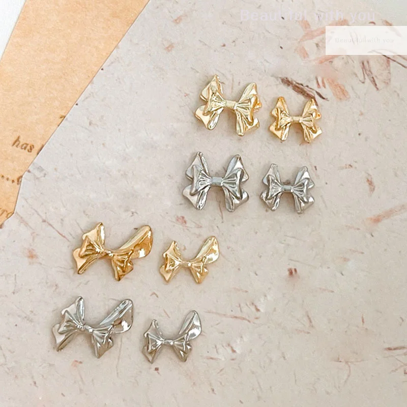 5pcs Luxury Kawaii Bow Nail Art Charms 3D Japanese Alloy Bow Tie Jewelry Nail Rhinestone Decoration DIY Accessories