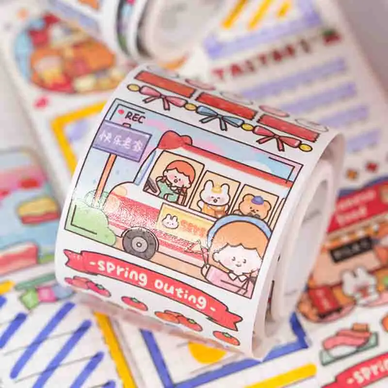 Mr. Paper 4 Style 300cm/roll Cartoon Character Washi Tape Cute Girl Daily Hand Account Decorative Stationery Sticker