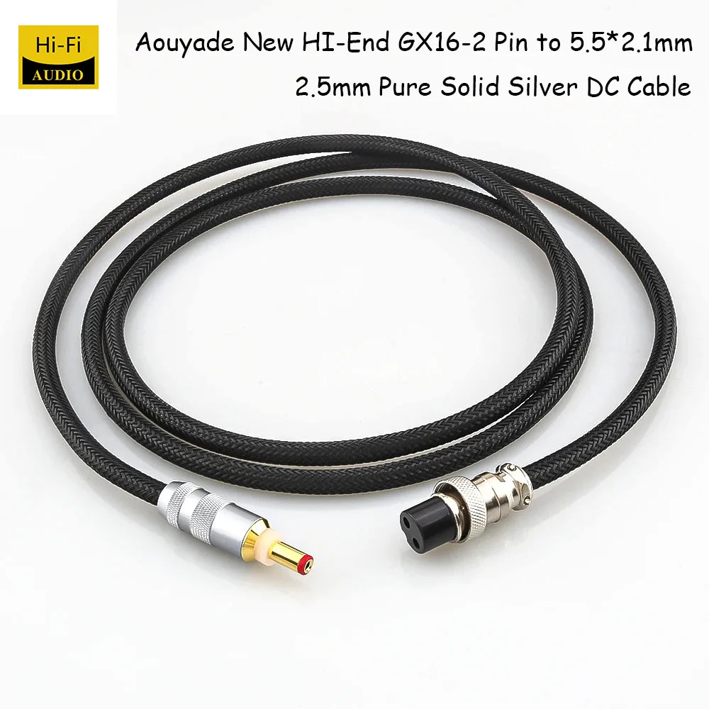 

Aouyade HI-End GX16-2 Pin to 5.5*2.1mm 2.5mm Pure Solid Silver DC Cable Phono amplifier cable AC/DC Linear power supply cable