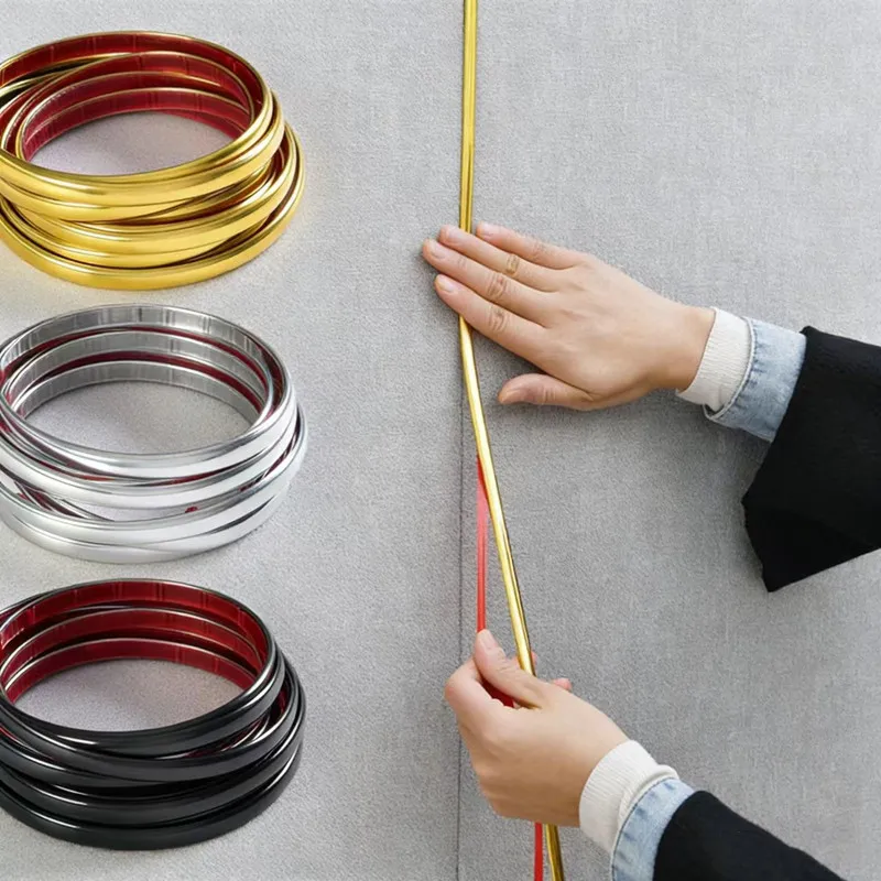 Gold Silvery PVC Decoration Line Wall Sticker, Self-Adhesive,Decorative Strip Peel And Stick Molding Trim,Suitable For Living