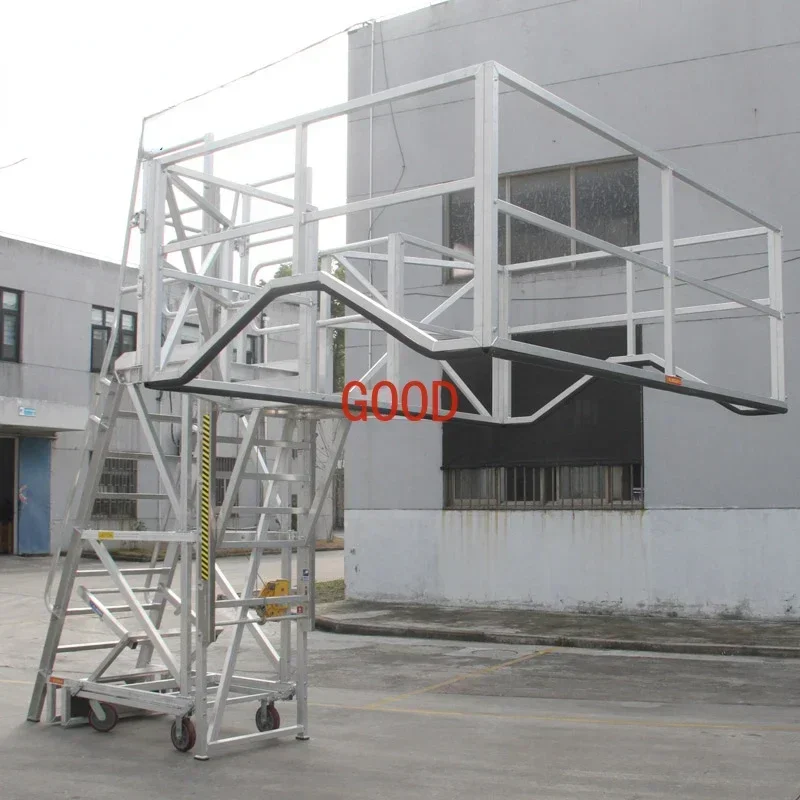 Climbing Mobile Platform Ladder with Wheels Oil Tank Ladder Working Height 3.2M Hand Crank
