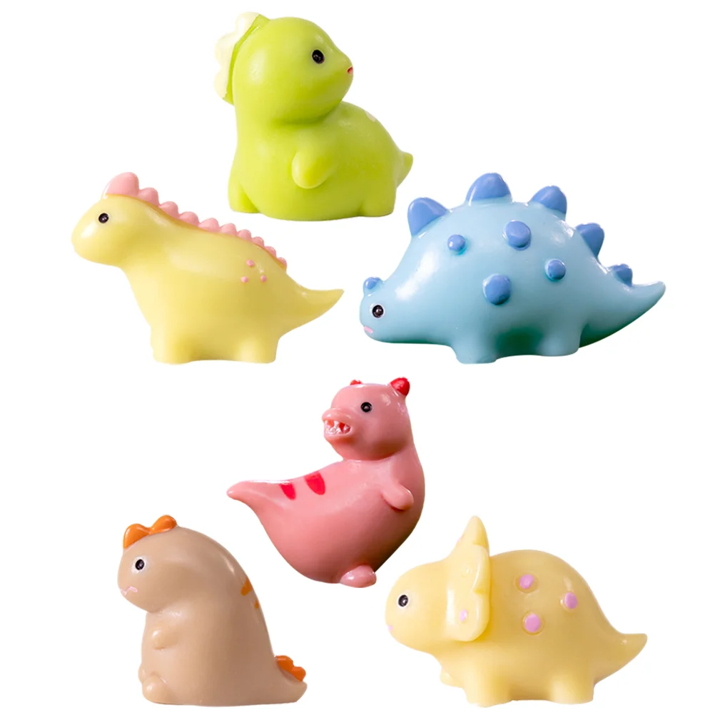 

6 Pcs Micro Landscape Dinosaur Garden Mini Dinosaurs Model Statue Animal Resin Scene Figurines Small