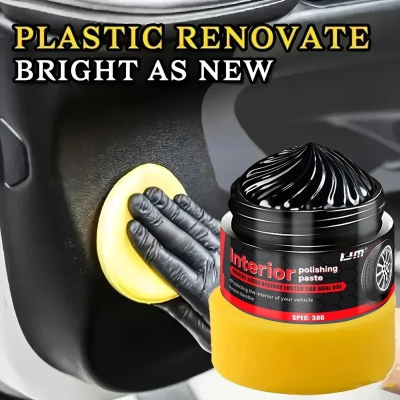 معجون ترميم السيارة الداخلي 30 جرام - يصلح البلاستيك الأسود على المقاعد والأبواب ولوحة القيادة والإطارات وعجلة القيادة واللمعان الأصلي