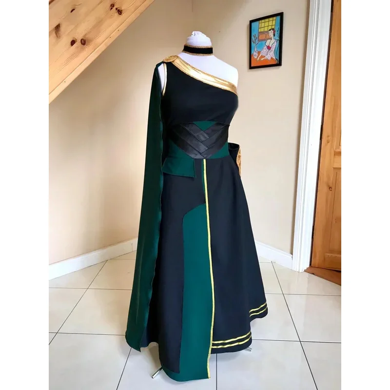

Lady Loki Cosplay Costume Dress Sylvie Loki Variant Costume Unfirom Dress Battle Suit Outfit with Cape Female Women Adult