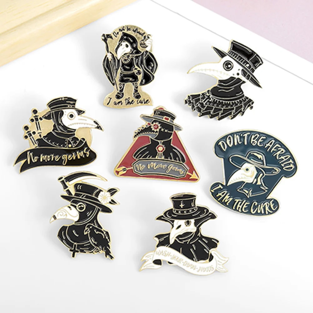 10 Pcs Plague Doctor Brooch Attractive Badge Backpack Scratch Resistant Beautiful Creative Breastpin Alloy Material Clothes