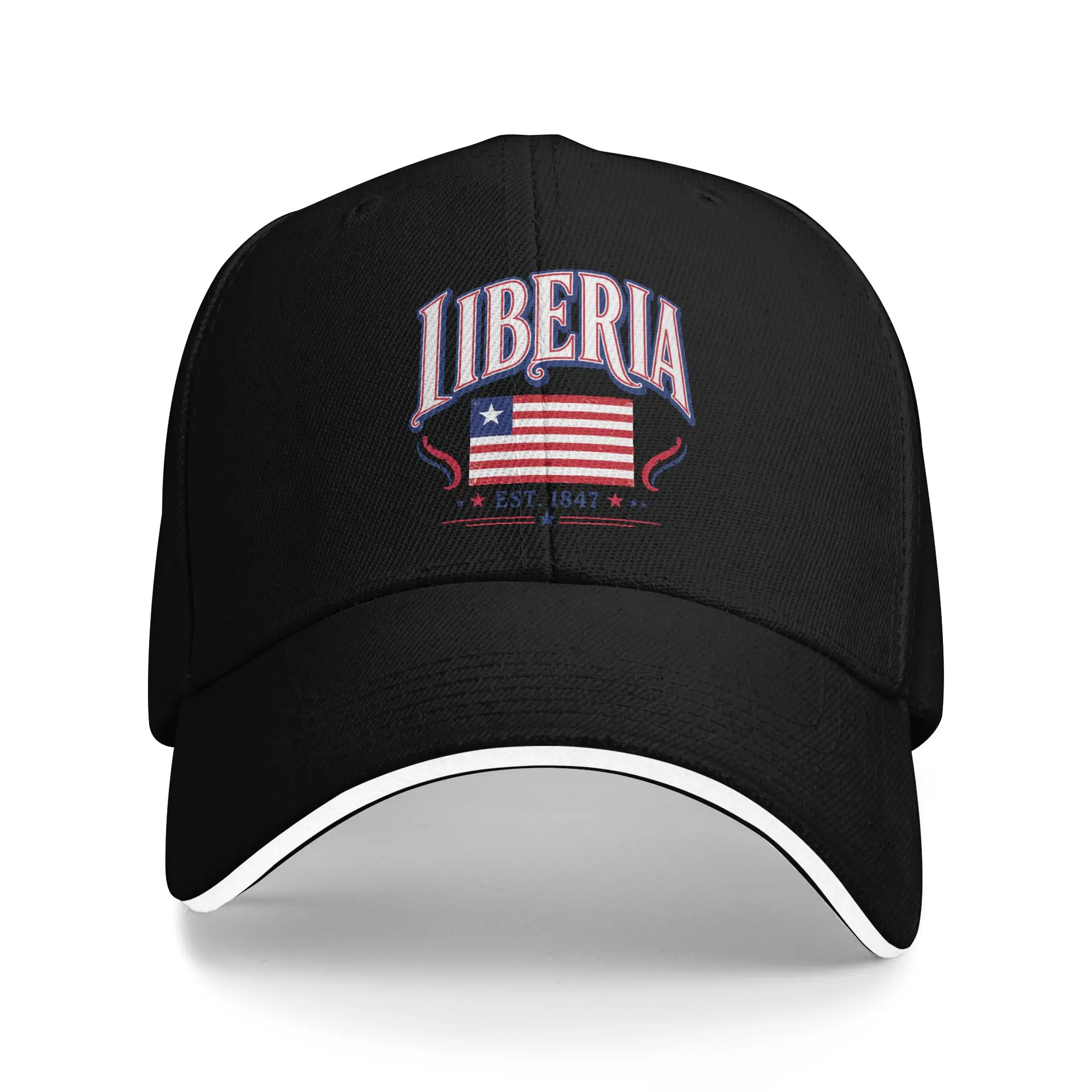 Women Men Liberia Est 1847 Independence Day  Outdoor Hat  Adjustable Cap Casual Baseball Cap Golf Sunshade