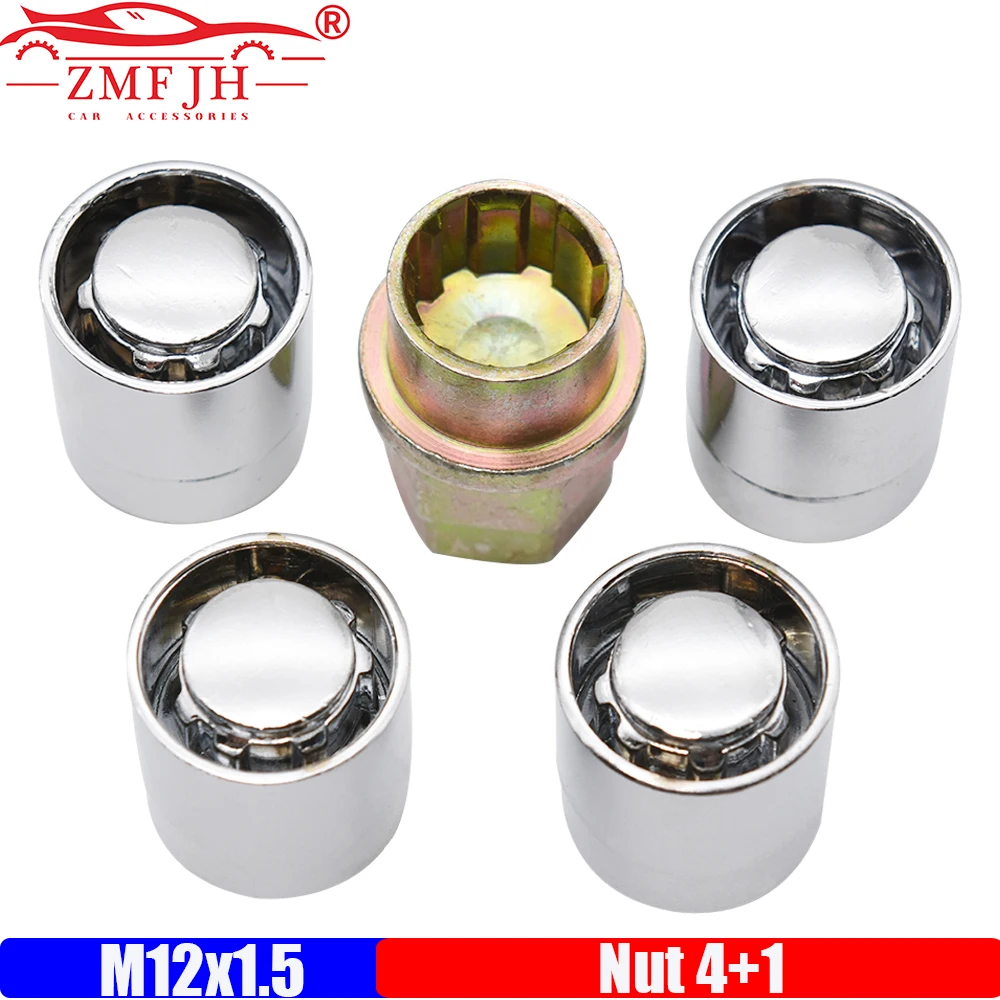 

ZMFJH Для Toyota для Honda для Acura US M12x1,5 Автомобильные противоугонные стальные стопорные гайки для колес, хромированные стопорные гайки для шин, 4 + 1 комплект