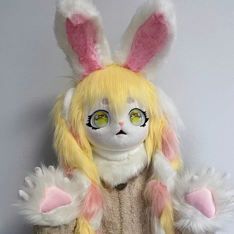 Fursuit Kigurumi سماعة فروي تأثيري حلي رئيس قاعدة الكفوف الذيل Comiket فروي المطاط دمية القط دمية كيغ زي الحيوان
