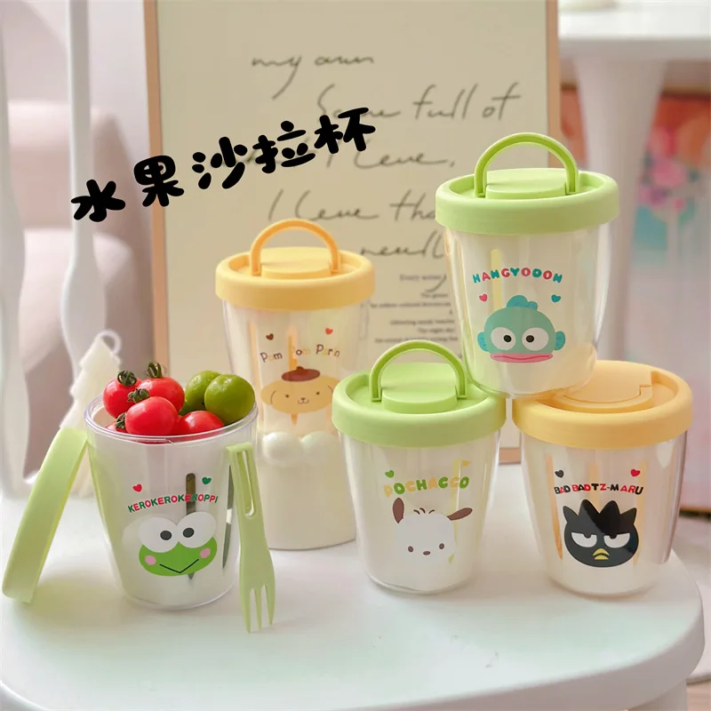 سانريو مرحبا كيتي كوب للسلطة لطيف الكرتون الإفطار كوب طبقة مزدوجة استنزاف مكتب عامل المحمولة الوجبات الجاهزة استدارة كوب فواكه #2
