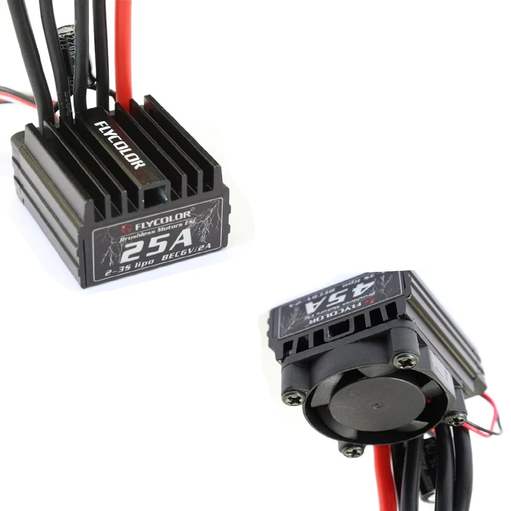 Flycolor Car ESC 18A 25A 35A 45A Waterproof Car ESC Brushless Electronic Speed Controller 2-3S for RC Racing Speeding