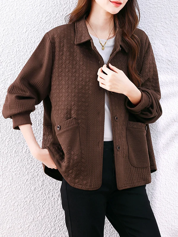 معطف كاجوال فضفاض طويل Sve لون نقي مطرز مزدوج لمقاس كبير للنساء، سترة مفتوحة بأزرار مريحة #4