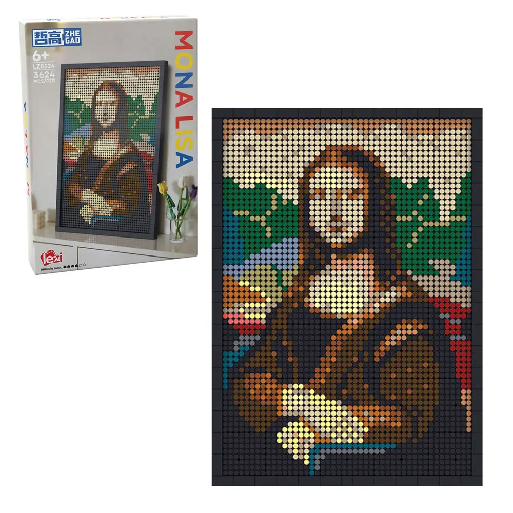 

3624PCS Creative Mona Lisa Painting Building Blocks Furniture Pendant Decoration Assemble Bricks Toys Gift For Children Kids