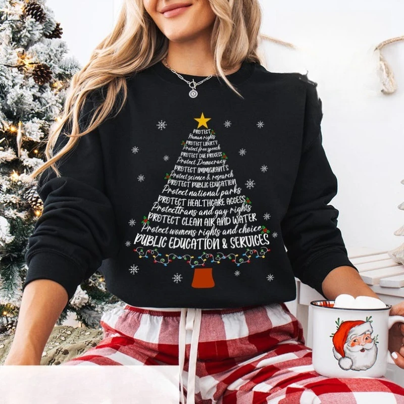 مكافحة حماية الديمقراطية شجرة عيد الميلاد كل ما أريده لعيد الميلاد هو الرئيس الجديد الليبرالي عطلة البلوز مطابقة هوديس