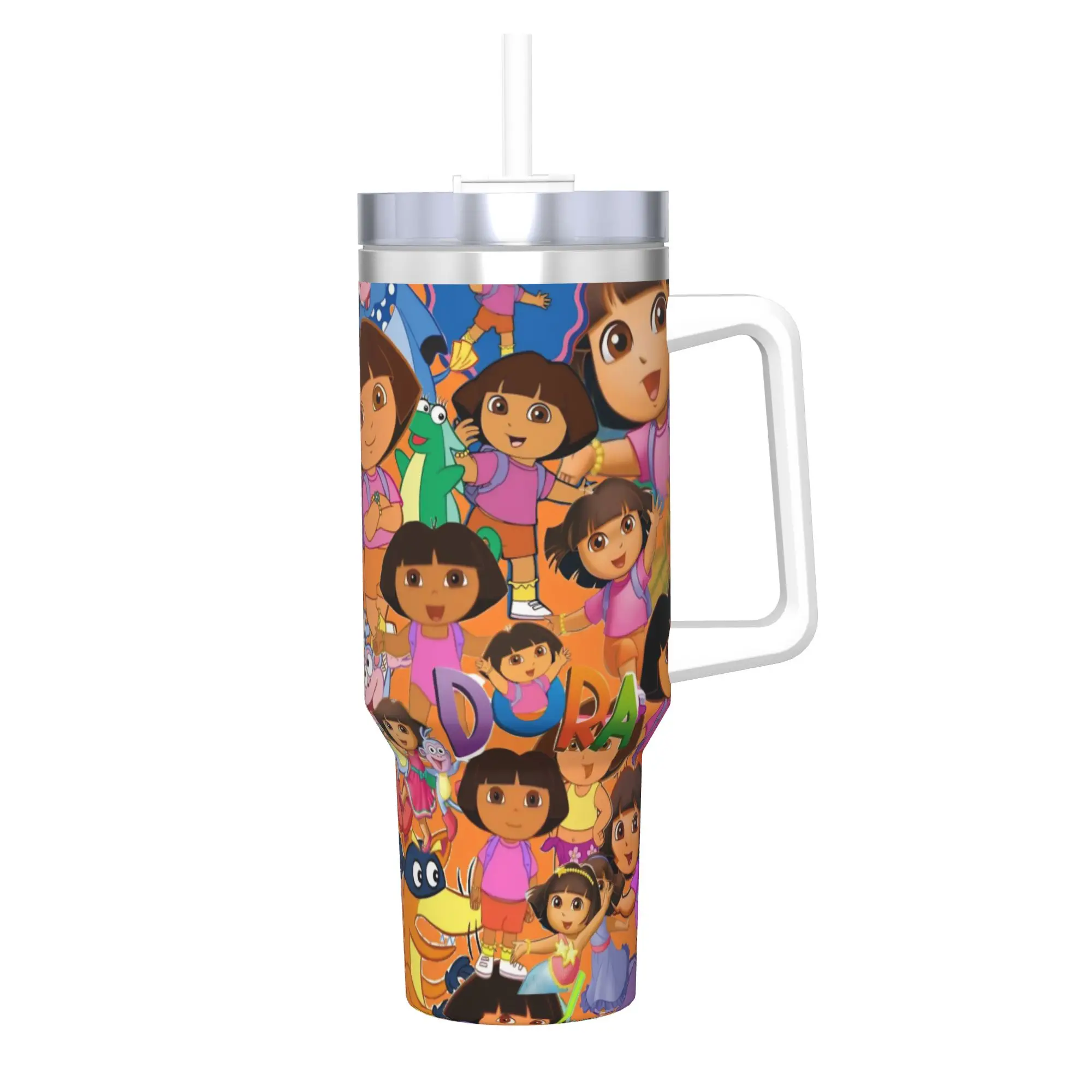 D-Doras The Explorers Tumbler With Straw  Stainless Steel Mug Cups Double Wall Vacuum Insulated for Cold Or Hot 40oz