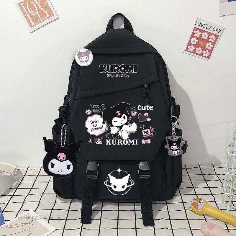 Sanurgente Kuromi-Sacs à dos de style collège coréen, cartable étudiant de grande capacité, sac pour ordinateur portable 2K, design de luxe lancé, nouveau