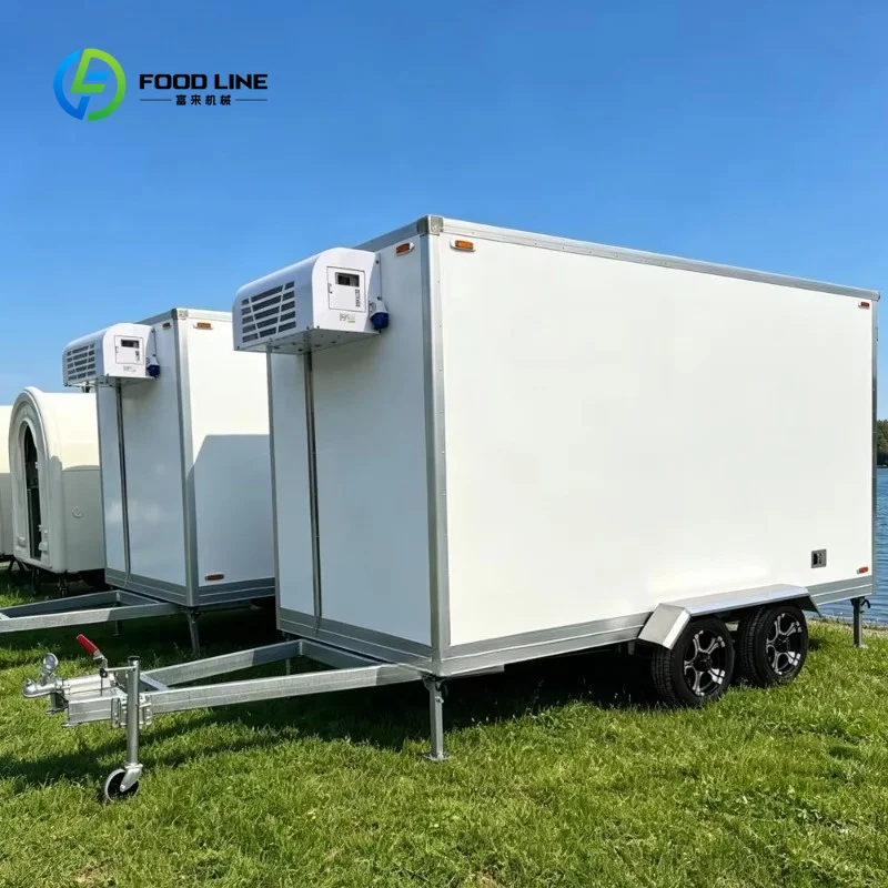 Customized Small Enclosed Refrigerated Box Trailer Tow Behind Cooler Cart Chilled Fresh Produce Delivery Van