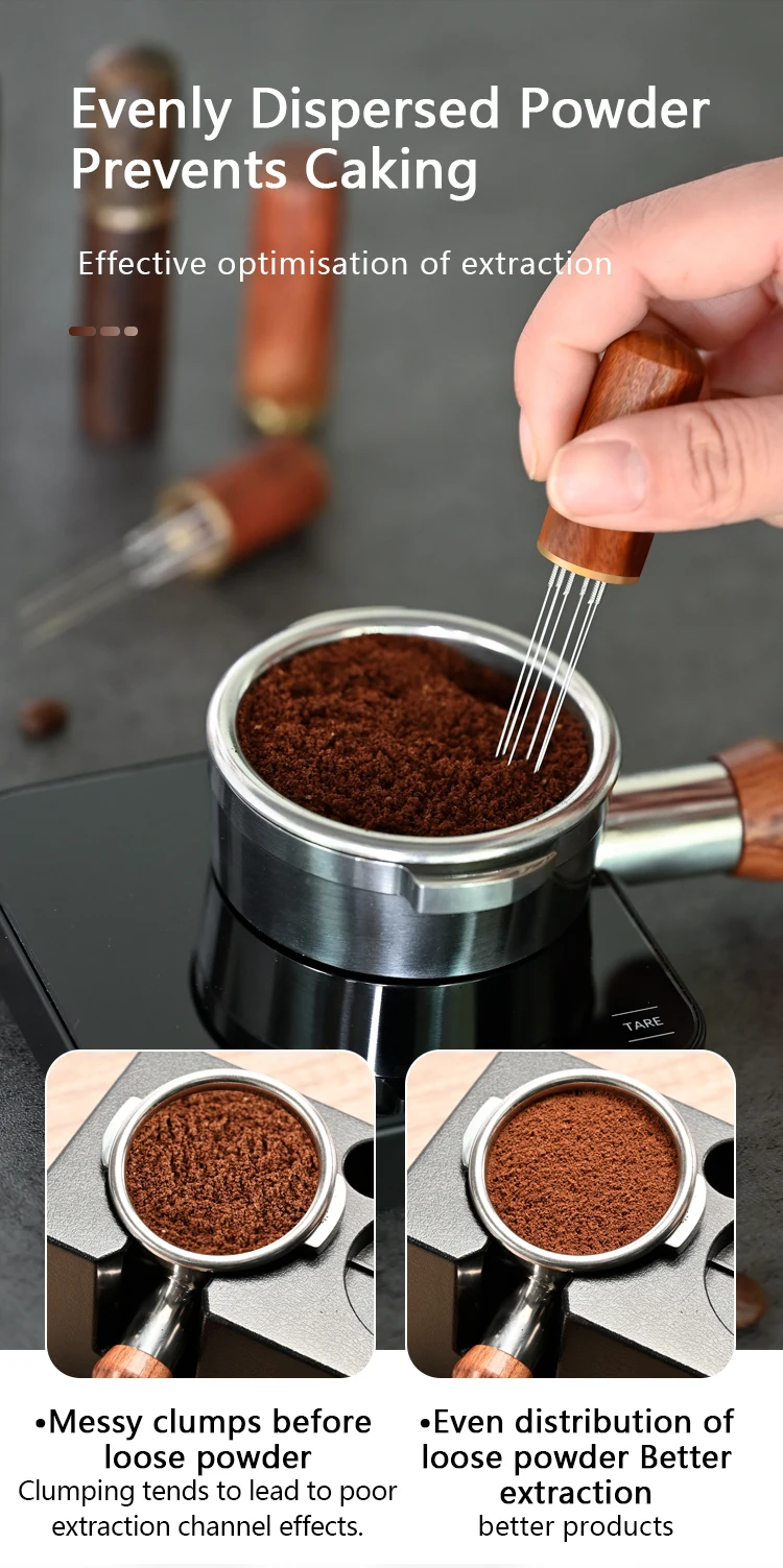 6/8 Nadel Edelstahl Kaffee Pulver Tamper Espresso Rührer Verteiler Leveler WDT Werkzeuge Cafe Rühren Barista Zubehör – Detail 3