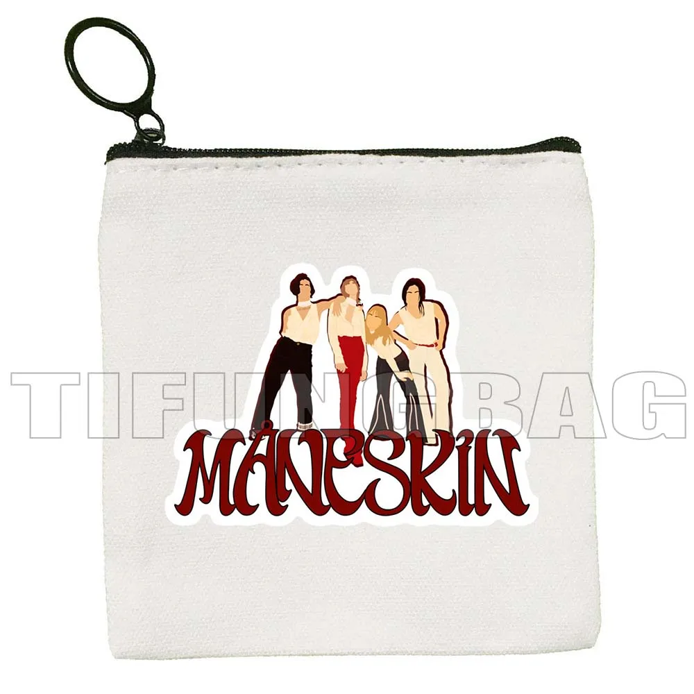 Maneskin Damiano David Italia Music Band MAMMAMIA Victoria Damian Canvas Coin Purse Bag Small Square Key Card Bag Wallet Pouch