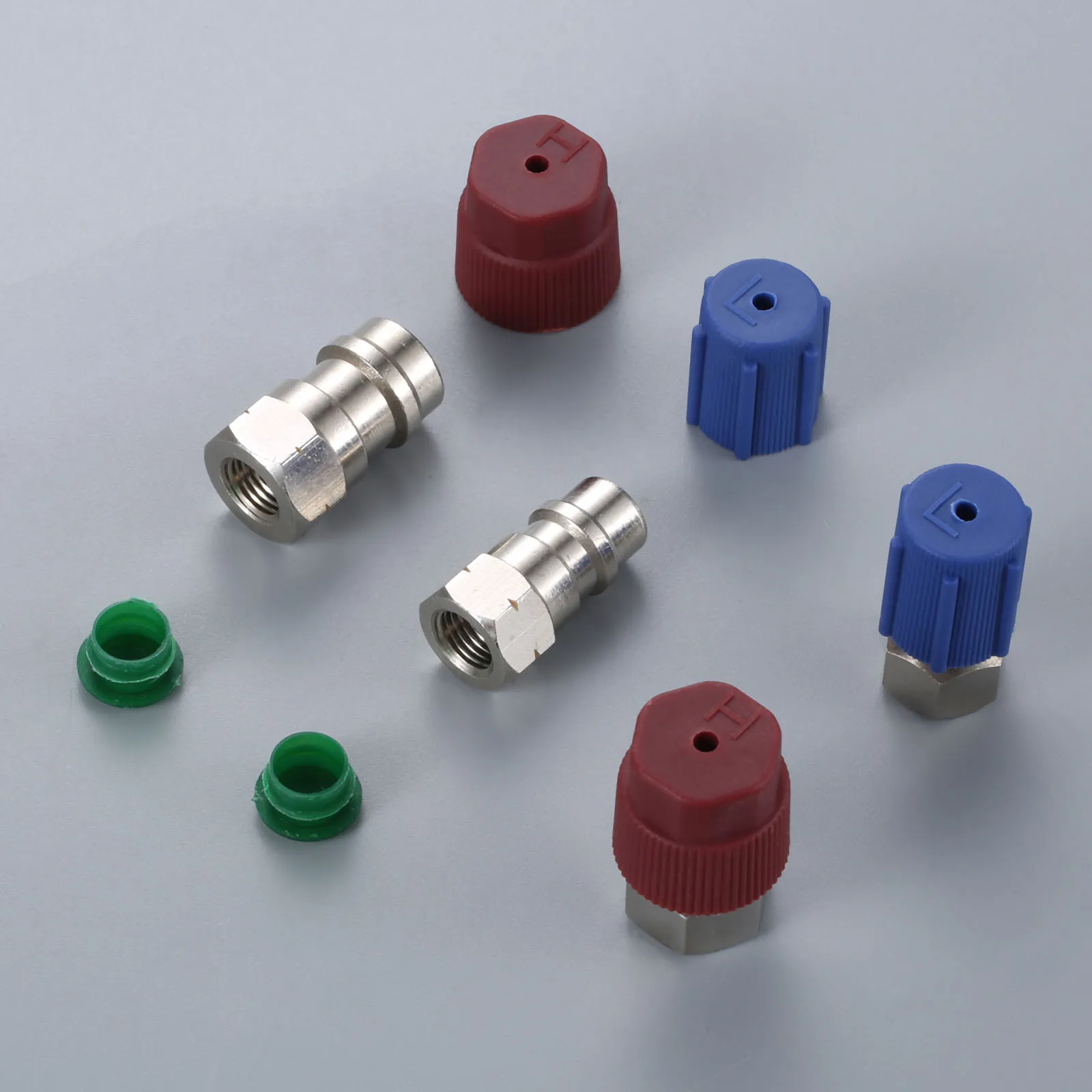 Straight Adapters w/ Valve Core & Service Port Caps AC R12 R22 To R134a Retrofit Parts Kit Conversion Adapter Valve Fitting