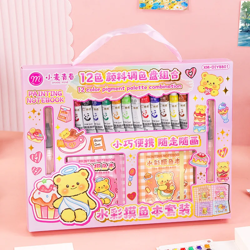 DIY Stationery Set Watercolor Journal Kit Scrapbook Supplies Gift Box Handmade Craft Decoration for Children