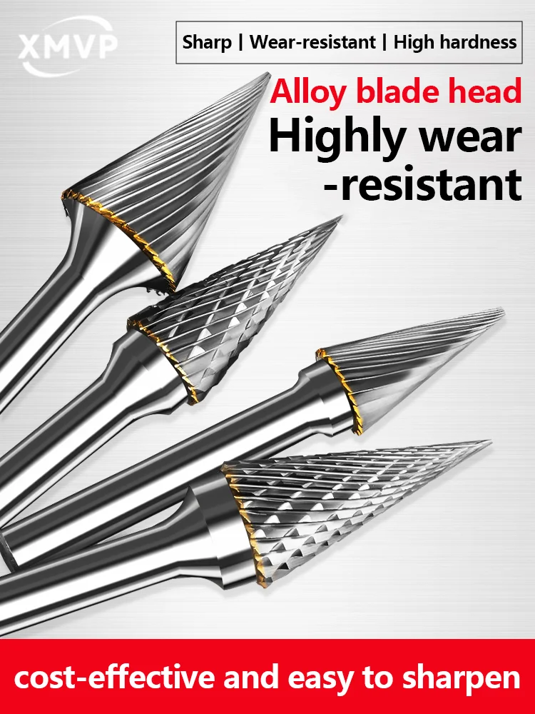 Alloy rotary file tungsten steel grinding head M-shaped conical pointed head reaming drill metal woodworking engraving grinding