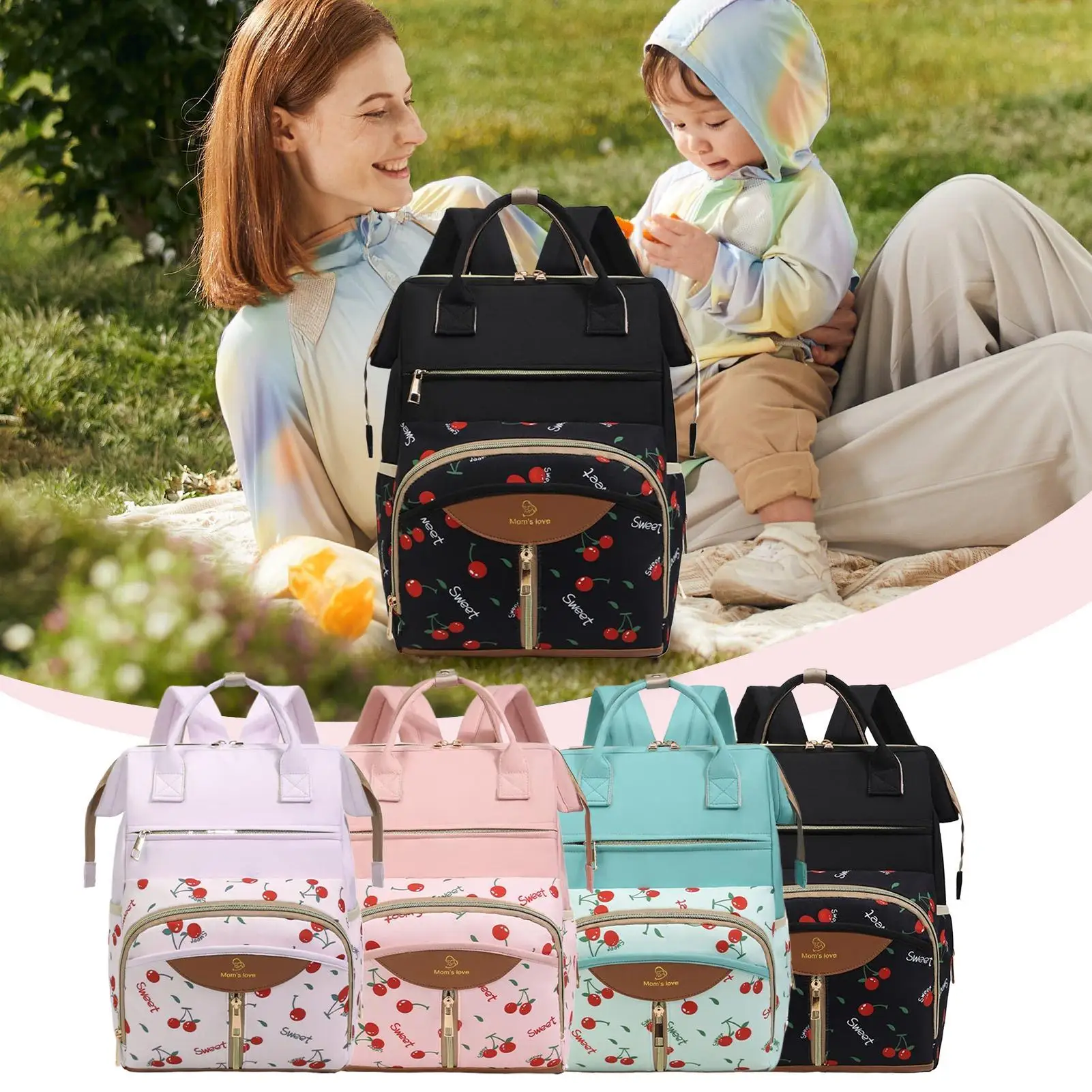 

Сумка для подгузников Сумка для подгузников для беременных с изолированными карманами для бутылок Сумка для детского сада с пеленальной подушечкой для папы, мамы, папы, женщин, мужчин и мальчиков