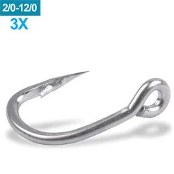 50PCS 3X Saltwater Circle Hooks Live Bait Fishing Hooks Super Stainless Steel Big Game Fish Hooks for Tuna Fishing 2/0-12/0