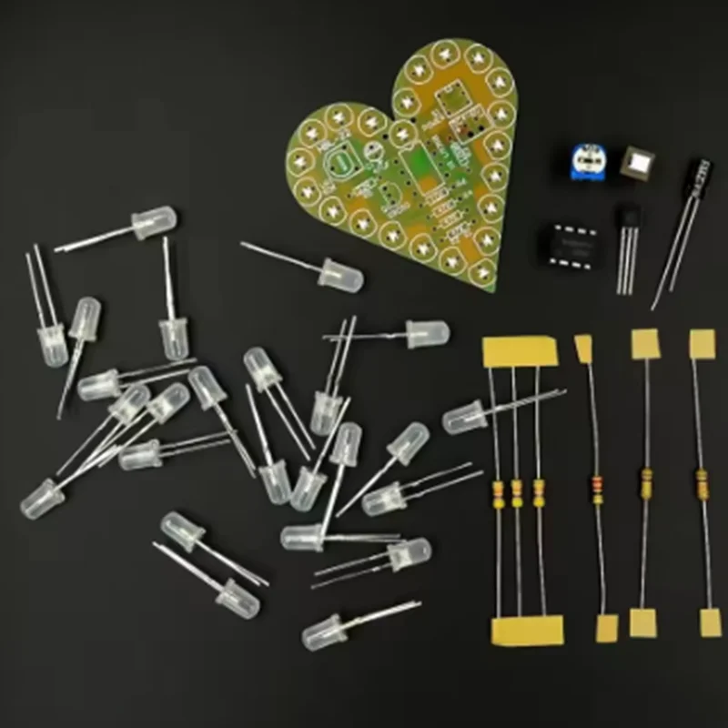 DIY Kit Heart Shape Breathing Lamp Kit DC 4V-6V Breathing LED Suite Red White Blue Green DIY Electronic Production for Learning