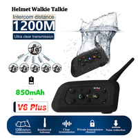 V6 Plus 1200M Helmet Intercom For 6 Riders Group Full-duplex Motorcycle Interphone Helmet Headset BT5.1 Communicator Waterproof