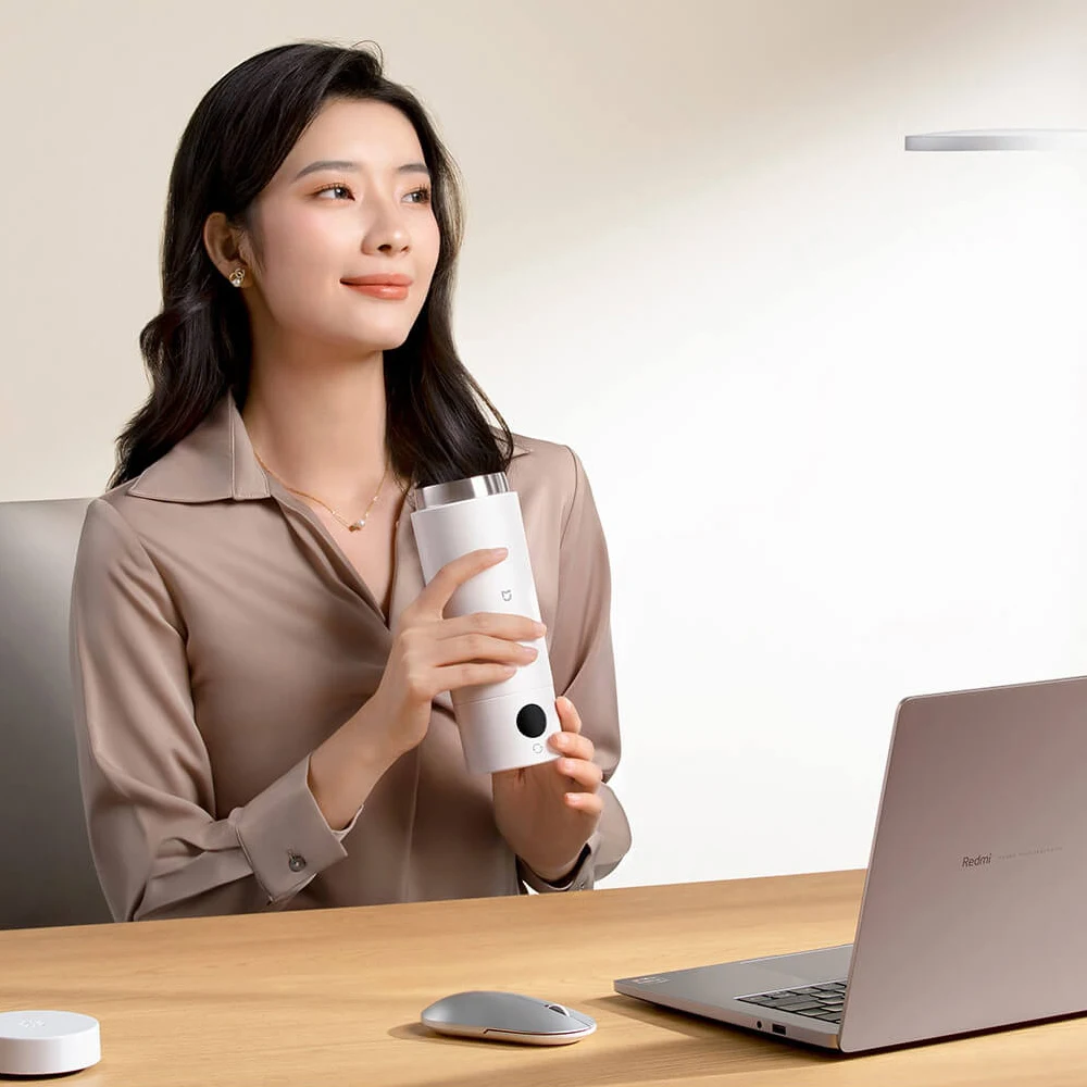 MIJIA Portable Electric Heating Cup 2: 350ml,6-Level Temp Control,12-Hour Keep Warm,316L Stainless Steel, Travel-Friendly