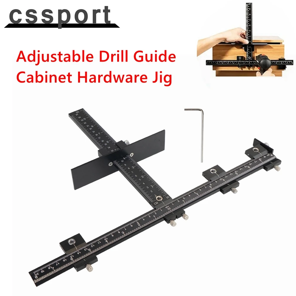 Adjustable Drill Guide for Accurate Installation of Door and Drawer Front Handles And Knobs Precision Locator Aluminum