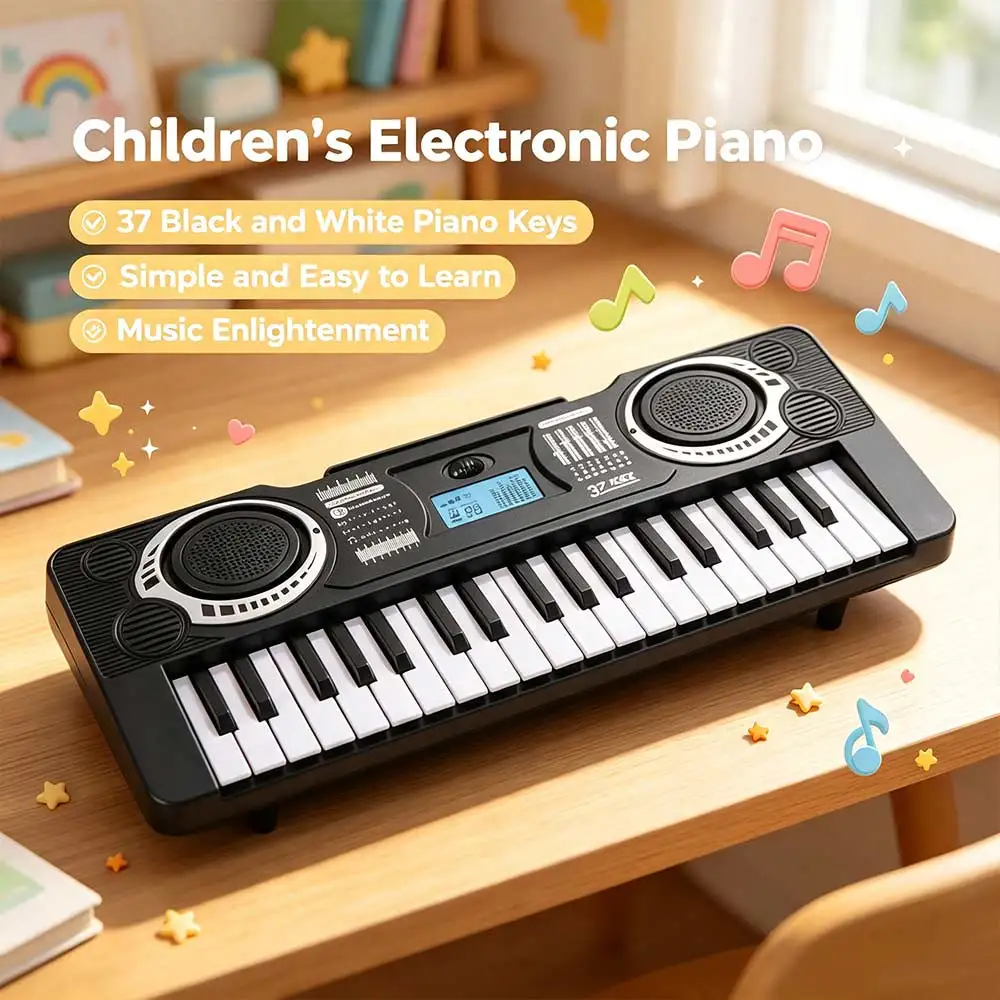 37 Keys Musical Instrument Electronic Piano Learning Music Pink Children's Electronic Piano Multifunctional Early Educational