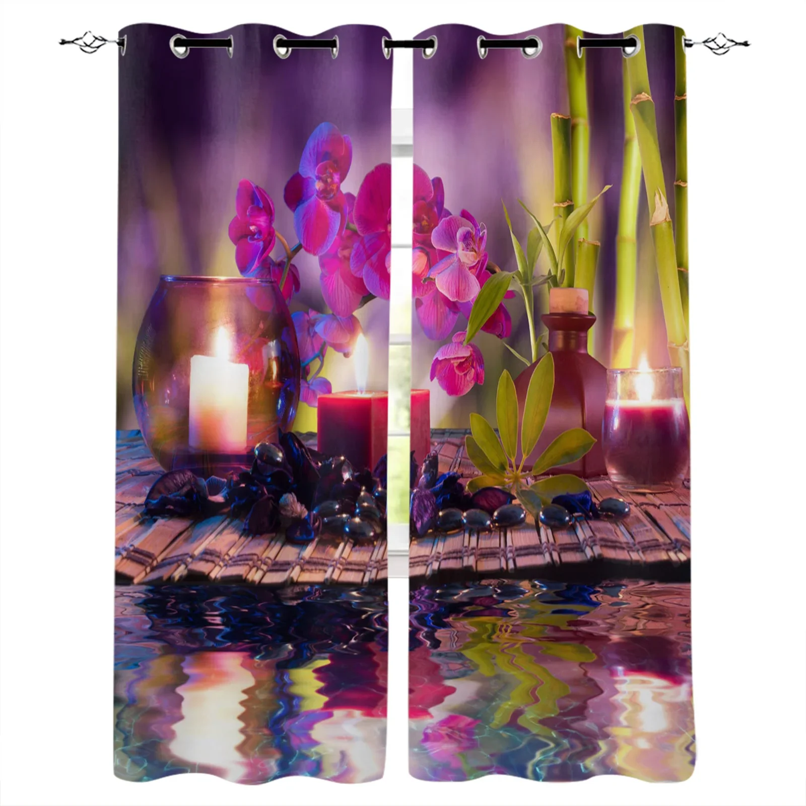 

Violet Candle Orchid Bamboo Stone Blackout Curtains Window Curtains For Bedroom Living Room Decor Window Treatments