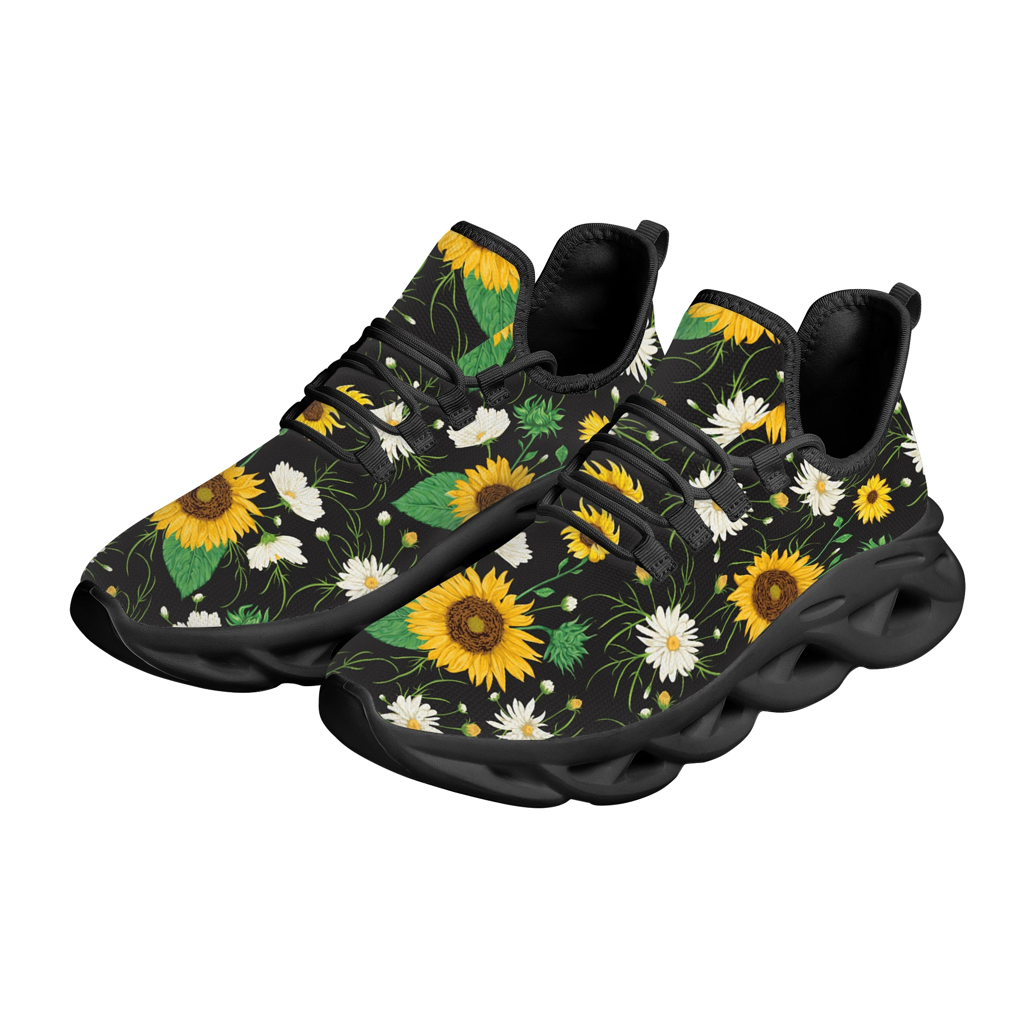INSTANTARTS Sunflower Daisy Flower Print Casual Flat Shoes 2022 New Sport Running Sneaker Non-slip Durable Bottom Teenager Girl